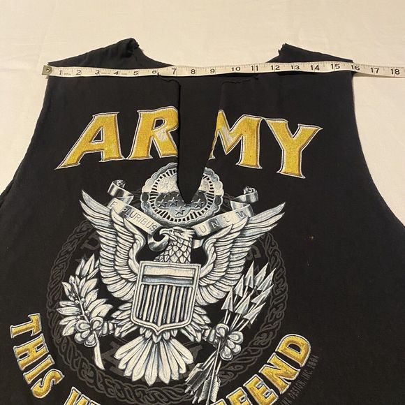 Vtg. U.S. ARMY T-Shirt custom Size S/M This We'll Defend 2004 Black Ink Design - Picture 8 of 10